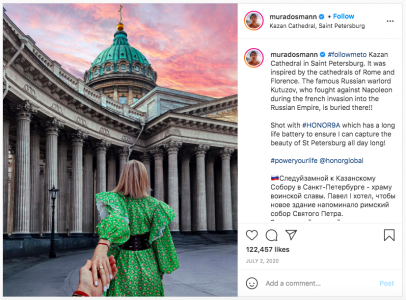 ejemplo de influencer marketing. Publicación realizada por el influencer Murad Osmann en su perfil de Instagram